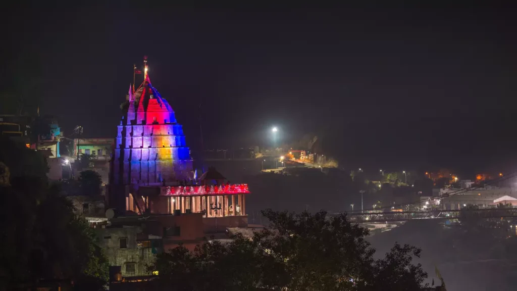 Photo of Omkareshwar cityscape by night, India